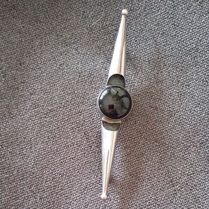 Sterling Silver and Black Onyx Brooch